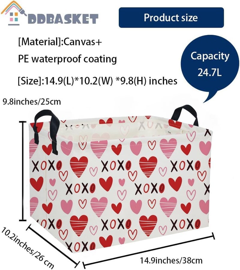 DDBASKET Rectangular Kids Baskets,Heart Basket,Cute Baskets Kids Storage Bin Baby Toy Organizer Box Love Room Decor for Home(XO heart ) - Image 2
